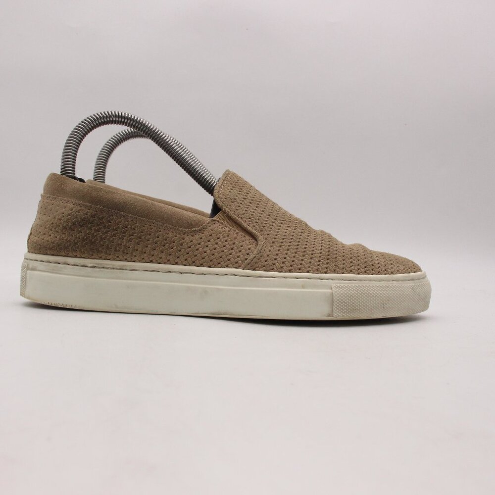 Aquatalia Alisha Women's 7 Beige Perforated Suede Leather Slip-On Sneakers
